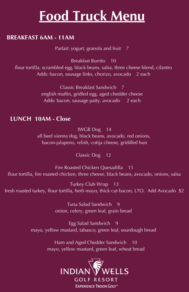Food Truck Menu Nov. 2023